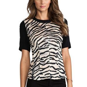 REBECCA TAYLOR silk linen tiger print blouse